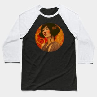 Art Deco Style Woman Baseball T-Shirt